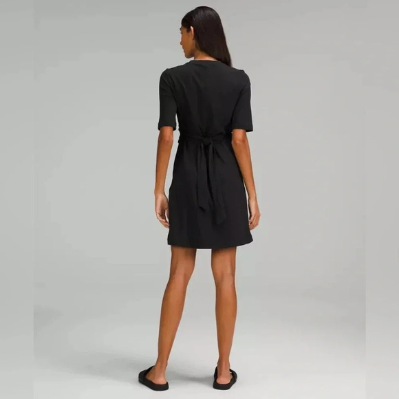 Lululemon Cotton Wrap-Front T-Shirt Dress Black - Picture 2 of 9